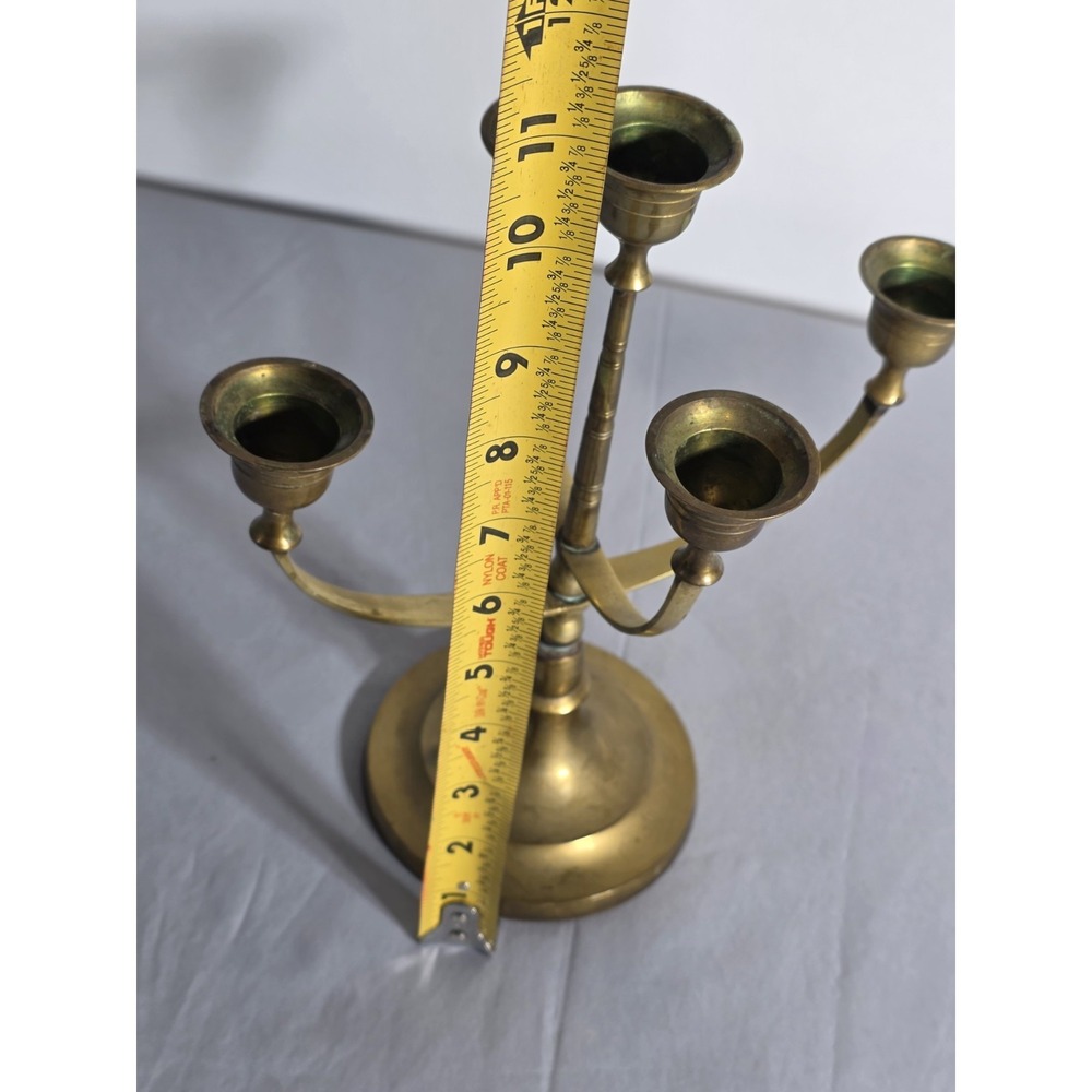brass gold candelabra 5 Candlestick Centerpiece Vintage Decor Home - Picture 6 of 10